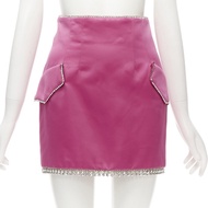 GIUSEPPE DI MORABITO pink satin bling crystal rhinestone mini skirt IT38 XS