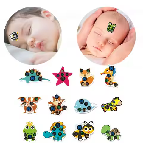 10pcs Kids Forehead Thermometer Strips Cartoon Fever Temperature Sticker Stick On Fever Stickers For
