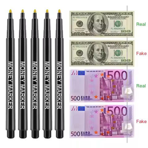12pcs Counterfeit Pen Fake Money Detector Markers for EURO USD RMB and Other Countries Bills Cash Ch