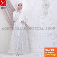 Agnes Hijab - Camilla Kids Dress Gamis Putih Premium Muslim Ceruty Kombinasi Brukat Panjang Baju Sya