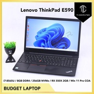 Lenovo ThinkPad E590 Intel i7-8565U 8GB RAM 256GB NVMe SSD RX 550X 2GB GPU Win 11 Pro Refurbished La