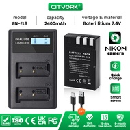 Cityork EN-EL9 ENEL9 EN EL9 2400mAh Camera Battery + LCD Dual Charger For Nikon Camera D40 D40X D60 