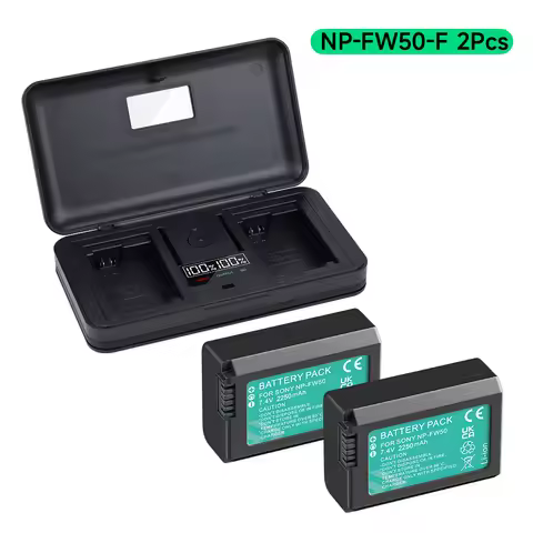 NP-FW50 NP FW50 Camera Battery+ LCD Dual Charger Storage Box for Sony NEX-7 NEX-5N NEX-F3 A37 NEX-5R