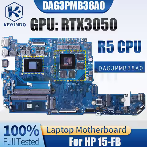 100% Test OK For HP 15-FB Notebook Mainboard DAG3PMB38A0 R5 CPU RTX3050 Laptop Motherboard