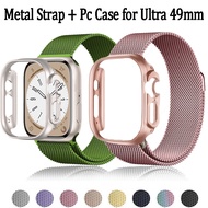 Stainless Steel strap + case Compatible For iWatch Ultra 49mm Magnetic Metal strap for iWatch Ultra 49mm pc case