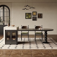 French retro rock slab island dining table, extendable island dining table