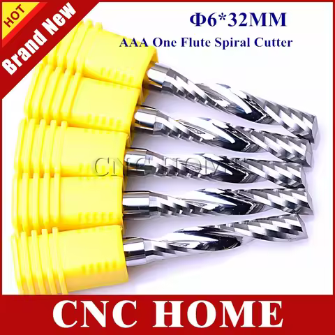 10pcs 6*32MM K66 Solid Carbide Single One Flute Endmill for Wood Spiral End Mill Cutter Carbide Tool