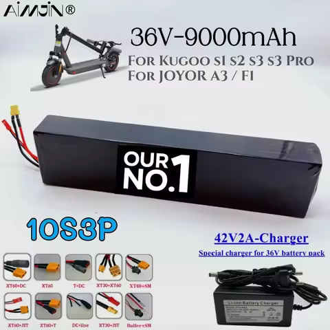 36V 9AH 10S3P 18650,Lithium-Ion Battery Pack Suitable for KUGOO S1, S2, S3 Electric Scooters