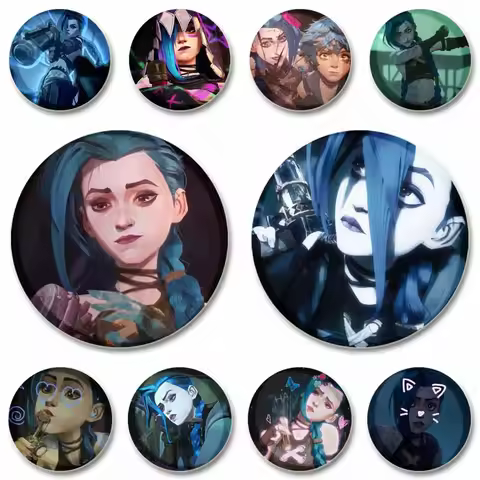 32/44/58mm Hot Cartoon Arcane Jinx Brooch Anime Character Runaway Loli Soft Button Pin Badge Bag Acc