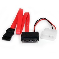 SATA Slimline Cable 7+6 Pin F to SATA 7 Pin F & 4 Pin Power Cable
