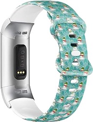 Compatible with Fitbit Charge 4 / Fitbit Charge 3/3 SE Soft Silicone Watch Band (Snowman Christmas Tree) Soft Sports Strap Bracelet Wristband for Women Men
