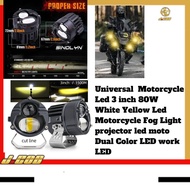 Universal Motorcycle Led 3 inch 80W White Yellow Led Motorcycle Fog Light projector led moto Dual