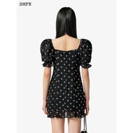 SMFK Garden Vacation Short Skirt Shuhua Same Style Full Print Retro Floral Skirt Puff Sleeve Dress U