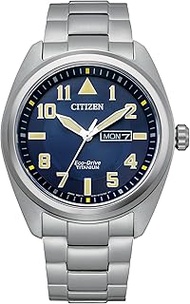 Mens Sport Eco-Drive Watch 42mm Silver-Tone Super Titanium Case and Bracelet with Blue Dial (BM8560-