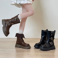[SG INSTOCKS] y2k 2-way Foldable Buckle Belt High Ankle Platform Boots
