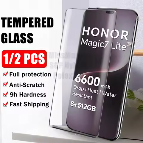 1/2Pcs 9D Curved Premium Glass For Honor Magic7 Lite Screen Protector Magic 7 Lite Cristal Honor X9c