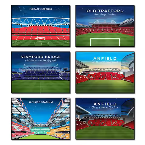 World Famous Sports Liverpool Anfield Stadium Arsenal Stadium Old Trafford Stadium Poster Canvas Pai