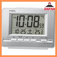 [Direct from Japan][Brand New]Seiko Clock Alarm Clock Electric Wave Digital Calendar Temperature Display PYXIS PYXIS Silver Metallic NR535W SEIKO