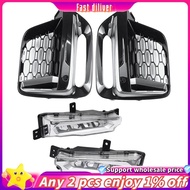 JR-1Set Car Front Bumper Fog Lamp Grille Frame Trim Strip & LED Daytime Running Light Replacement Ac