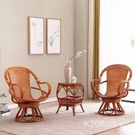 Rattan Chair Three-Piece Balcony Table and Chair Combination Single Natural Rattan Chair Backrest Real Rattan Swivel Chair Rattan Chair Tea Table