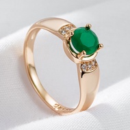 ஐ Wbmqda Luxury Emerald Jewelry Ring For Women 585 Rose Gold Color With White Natural Zir