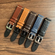 9/11✈Breathable leather watch strap adapted to Huawei GT2 Seiko Tissot antique watch universal brace