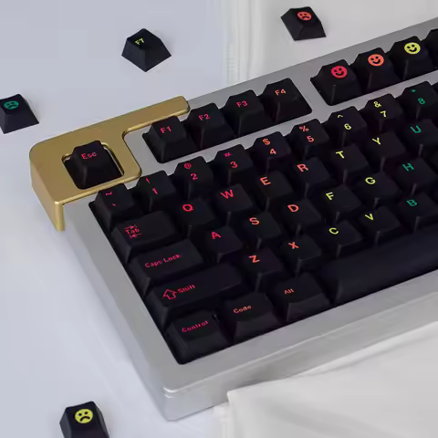 GMK Midnight Keycaps for Mechanical Keyboard Gradient Black Rainbow Letters 136 Keys Cherry Profile 