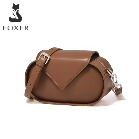 FOXER Split Leather Women's Shoulder Bag Lady Small Cellphone Retro Female Mini Crossbody Bag Purse 