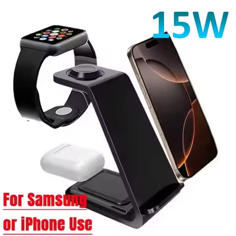 TOGYN 3 in 1 15W Fast Wireless Charger For iPhone 16-12 Samsung S24/S23/S22 Apple Watch 9/8/7 Galaxy