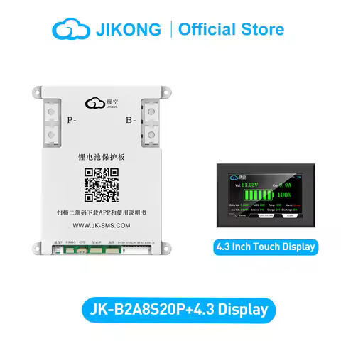 JIKONG Active Balancer Smart BMS JK-B2A8S20P+4.3 Display Lifepo4 Li-Ion Lto Battery 200A 4S-8S 12V/2