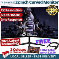 PROMO 32 inch Ultra-Thin Curved Monitor Screen, LED Computer Gaming Display 32” 165Hz - 2K 2560x1440 (1440p) - Free HDMI cable!