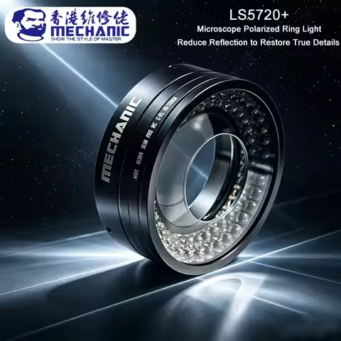 MECHANIC LS720+ Anti-Reflection Microscope Polarized Ring Light Stepless Dimmable 72 LEDs for PCB So