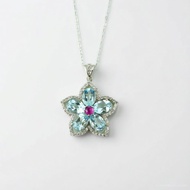 Rosenmarry/สร้อยคอพร้อมจี้พลอยโทปาสและทับทิม ตัวเรือนเงินแท้925 ของขวัญ ของขวัญวาเลนไทน์ RN127