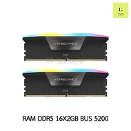 แรม CORSAIR VENGEANCE RGB 32GB Bus 5200 DDR5 สีดำ RAM 32 GB 2x16GB 5200MHz BLACK 16x2 16*2 CMH32GX5M