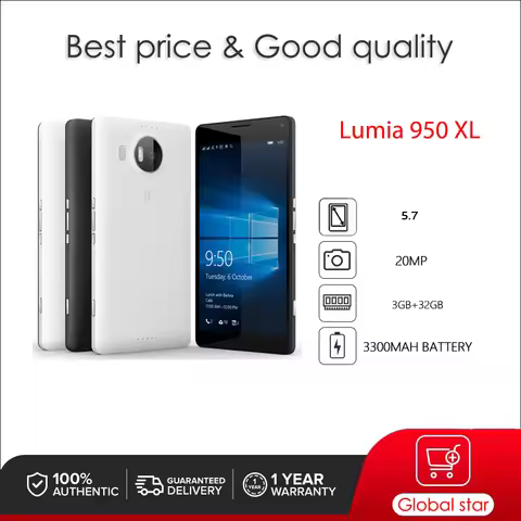 Original Unlocked Lumia 950 XL Dual Sim 4G 20MP 5.7" WIFI 3GB+32GB Bluetooth Mobile Phone Made in Fi