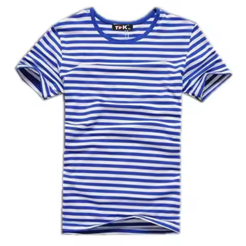 2020 summer male short-sleeve t-shirt navy style shirt slim male navy stripe t-shirt casual short-sl