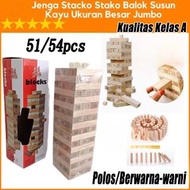 Large Jumbo Smooth Wooden Building Blocks 30Cm Agility Toys 51 Blocks 4 Dice
