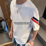 SS25 Spring Summer New Style MONCLE Side Red Blue Ribbon Epaulette Embroidered Logo Round Neck Short
