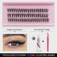 GROINNEYA Lash Clusters Kit Cat Lashes with Lash Bond & Seal Wispy Cluster Eyelash Clusters Kit DIY
