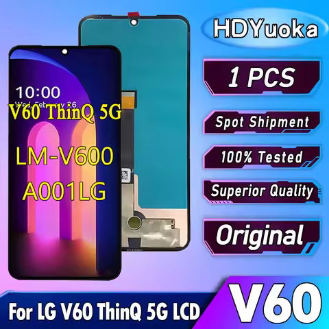 Original 6.8" For LG V60 ThinQ 5G LCD Display Touch Screen Digitizer Assembly For LG V60 A001LG LM-V