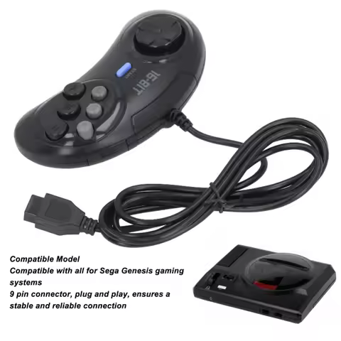 Game Controller 9 Pin 16 Bit Plug And Play Small Ergonomic Gamepad For Sega Genesis