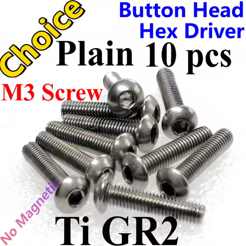10pcs Button Head M2 M2.5 M3 Titanium Screw M2 M2.5 Screw Hex 1.5 2.0 Driver Ti GR2 Finished Plain