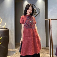 Cny2024 Chinese Dragon Year Embroidery Cheongsam Blouse Loose Long Sleeve Lady Shirt Plus Size Blous