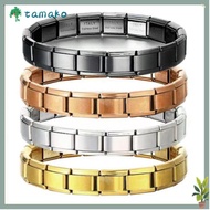 TAMAKO Italy Bracelets, Square Stainless Steel Italian Modules, Trendy Stretchable Italian Charm Bra