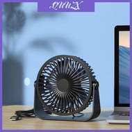 QUU 3 Speeds Desktop Table Cooling Fan Rotation Strong Wind Quiet USB Powered Personal Fan for Home Desktop Office Table