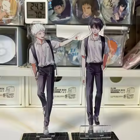 New 2Pcs The Summer Hikaru Died Acrylic Stand 10cm Hikaru & Yoshiki School Uniform Anime Desktop Sta