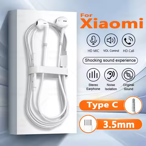 Original Type C Headphones For Xiaomi Mi 17 15 14 13 12 11 Redmi Note 10 9 8 7 Wired Earphones in-ea