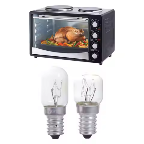 2pcs Oven Light 15W Salt Lamp Bulb Clear Glass E14 Pygmy Light Bulbs Bright 300 Degree Incandescent 