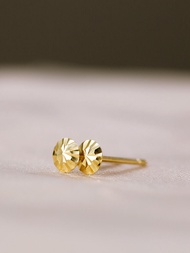 Au585 Gold Diamond Womens Ear Studs Laser Piercing Pure 14K Simple Trendy Allergy-Free Earring Fashi