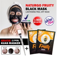 SHINE STAR - [ ISI 10 SACHET ] Masker Wajah Naturgo Fruity 1 Box BPOM / Masker Komedo dan P p Paling Ampuh - Masker Wajah Glowing dan Putih + GRATIS KUAS MASKER